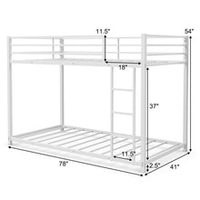 Load image into Gallery viewer, Twin Over Twin Bunk Bed Frame Platform with Guard Rails and Side Ladder