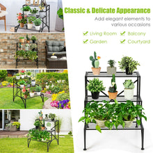 Load image into Gallery viewer, 3-Tier Metal Plant Rack Garden Shelf in Stair Style