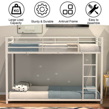 Load image into Gallery viewer, Twin Over Twin Bunk Bed Frame Platform with Guard Rails and Side Ladder