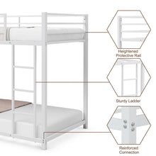 Load image into Gallery viewer, Twin Over Twin Bunk Bed Frame Platform with Guard Rails and Side Ladder