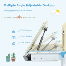 Load image into Gallery viewer, Adjustable Height Kids Study Desk Drafting Table with Bookshelf and Hutch-Blue