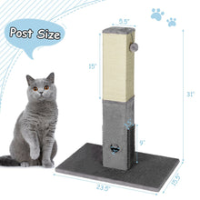 Load image into Gallery viewer, 31 inch Tall Cat Scratching Post Claw Scratcher with Sisal Rope and 2 plush Ball-Gray