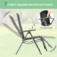 Load image into Gallery viewer, Aluminum Frame Adjustable Outdoor Foldable Reclining Padded Chair-Gray