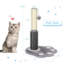 Load image into Gallery viewer, 20.5 inch Tall Cat Scratching Post Claw Scratcher with Sisal Rope and Plush Ball-Gray