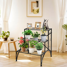 Load image into Gallery viewer, 3-Tier Metal Plant Rack Garden Shelf in Stair Style