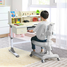 Load image into Gallery viewer, Adjustable Height Kids Study Desk Drafting Table with Bookshelf and Hutch-Gray
