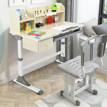 Load image into Gallery viewer, Adjustable Height Kids Study Desk Drafting Table with Bookshelf and Hutch-Gray