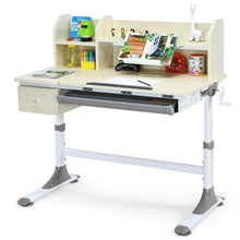 Load image into Gallery viewer, Adjustable Height Kids Study Desk Drafting Table with Bookshelf and Hutch-Gray