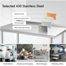Load image into Gallery viewer, Stainless Steel Table for Prep and Work with Backsplash-30 x 48 inch