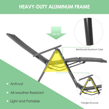 Load image into Gallery viewer, Aluminum Frame Adjustable Outdoor Foldable Reclining Padded Chair-Gray