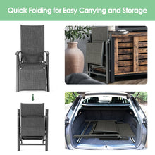 Load image into Gallery viewer, Aluminum Frame Adjustable Outdoor Foldable Reclining Padded Chair-Gray