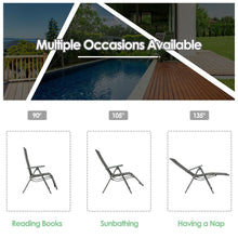 Load image into Gallery viewer, Aluminum Frame Adjustable Outdoor Foldable Reclining Padded Chair-Gray