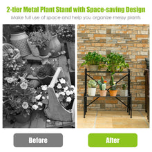 Load image into Gallery viewer, 2-Tier Metal Plant Stand Garden Shelf