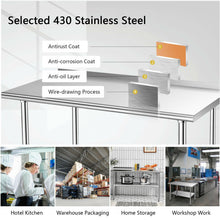 Load image into Gallery viewer, Stainless Steel Table for Prep and Work with Backsplash-24 x 48 inch