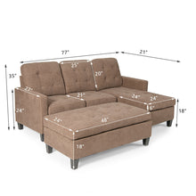 Load image into Gallery viewer, L-shaped Linen Reversible Sectional Sofa Couch with Ottoman-Coffee