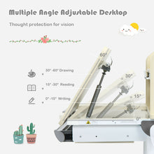 Load image into Gallery viewer, Adjustable Height Kids Study Desk Drafting Table with Bookshelf and Hutch-Gray