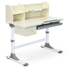 Load image into Gallery viewer, Adjustable Height Kids Study Desk Drafting Table with Bookshelf and Hutch-Gray