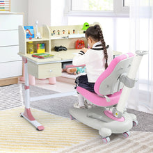 Load image into Gallery viewer, Adjustable Height Kids Study Desk Drafting Table with Bookshelf and Hutch-Pink