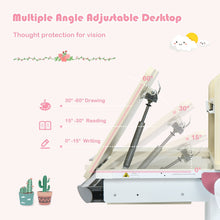 Load image into Gallery viewer, Adjustable Height Kids Study Desk Drafting Table with Bookshelf and Hutch-Pink