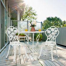 Load image into Gallery viewer, Outdoor Cast Aluminum Patio Furniture Set with Rose Design-White