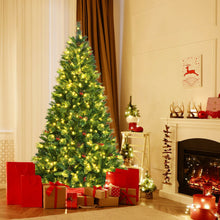 Load image into Gallery viewer, 7 Feet Pre-Lit Christmas Spruce Tree with 1198 Tips and 500 Lights-7 ft