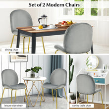 Load image into Gallery viewer, Set of 2 Velvet Accent Chairs with Gold Metal Legs-Gray
