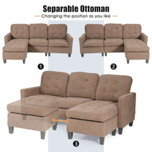 Load image into Gallery viewer, L-shaped Linen Reversible Sectional Sofa Couch with Ottoman-Coffee