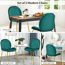 Load image into Gallery viewer, Set of 2 Velvet Accent Chairs with Gold Metal Legs-Green