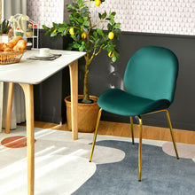 Load image into Gallery viewer, Set of 2 Velvet Accent Chairs with Gold Metal Legs-Green