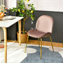 Load image into Gallery viewer, Set of 2 Velvet Accent Chairs with Gold Metal Legs-Pink