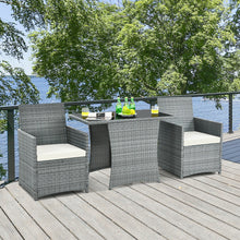 Load image into Gallery viewer, 3 Pieces Patio Rattan Furniture Set with Cushioned Armrest Sofa-White