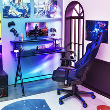 Load image into Gallery viewer, E-Sports Gaming Desk with Monitor Shelf and Cup Holder