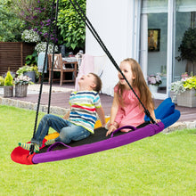 Load image into Gallery viewer, 40 inch Saucer Tree Outdoor Round Platform Swing with Pillow and Handle-Multicolor