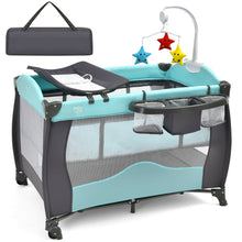 Load image into Gallery viewer, 3 in 1 Baby Playard Portable Infant Nursery Center with Music Box-Green