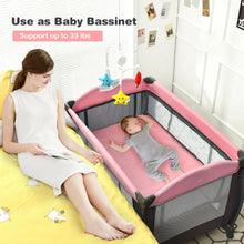 Load image into Gallery viewer, 3 in 1 Baby Playard Portable Infant Nursery Center with Music Box-Pink