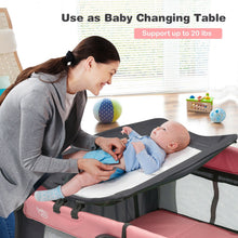 Load image into Gallery viewer, 3 in 1 Baby Playard Portable Infant Nursery Center with Music Box-Pink