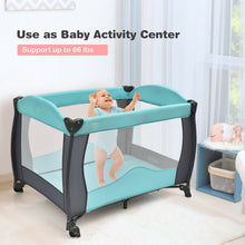 Load image into Gallery viewer, 3 in 1 Baby Playard Portable Infant Nursery Center with Music Box-Green