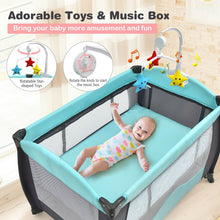 Load image into Gallery viewer, 3 in 1 Baby Playard Portable Infant Nursery Center with Music Box-Green