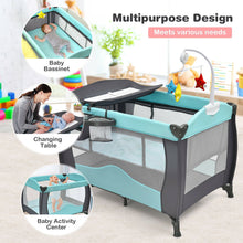 Load image into Gallery viewer, 3 in 1 Baby Playard Portable Infant Nursery Center with Music Box-Green