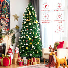 Load image into Gallery viewer, Artificial Christmas Tree with 2 Lighting Colors and 9 Flash Modes-8 ft