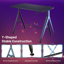 Load image into Gallery viewer, Y-shaped Gaming Desk with Phone Slot and Cup Holder