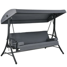 Load image into Gallery viewer, 3-Seat Patio Outdoor Swing with Adjustable Tilt Canopy-Gray