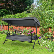 Load image into Gallery viewer, 3-Seat Patio Outdoor Swing with Adjustable Tilt Canopy-Gray