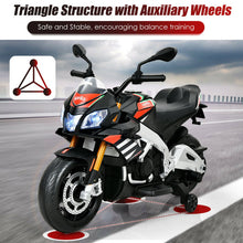 Load image into Gallery viewer, Aprilia Licensed Electric Toddler Ride-On Motorbike with Training Wheels and LED Lights-Black