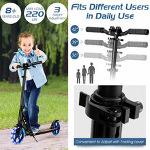 Load image into Gallery viewer, Aluminum Folding Kick Scooter with LED Wheels for Adults and Kids-Black