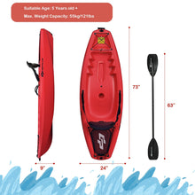 Load image into Gallery viewer, 6ft Youth Kids Kayak with Bonus Paddle and Folding Backrest for Kid Over 5-Red