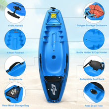 Load image into Gallery viewer, 6ft Youth Kids Kayak with Bonus Paddle and Folding Backrest for Kid Over 5-Blue