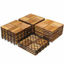 Load image into Gallery viewer, 27 Pieces Acacia Wood Interlocking Patio Deck Tile