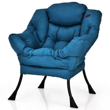 Load image into Gallery viewer, Modern Polyester Fabric Lazy Chair with Side Pocket-Navy