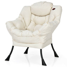Load image into Gallery viewer, Modern Polyester Fabric Lazy Chair with Side Pocket-Beige